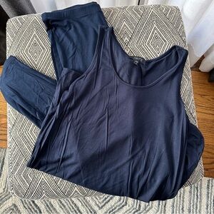 Comfy USA leggings and tank top set navy blue size small